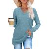 imageSampeel V Neck Long Sleeve Shirts for Women Casual Fall Tops Lightweight Tunic Sweaters Fashion Clothes Loose Fit 2025Marine Blue