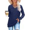 imageSampeel V Neck Long Sleeve Shirts for Women Casual Fall Tops Lightweight Tunic Sweaters Fashion Clothes Loose Fit 2025Navy Blue