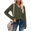 imageSampeel V Neck Long Sleeve Shirts for Women Casual Fall Tops Lightweight Tunic Sweaters Fashion Clothes Loose Fit 2025Pretty Arm Green
