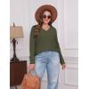 imageSampeel V Neck Long Sleeve Shirts for Women Casual Fall Tops Lightweight Tunic Sweaters Fashion Clothes Loose Fit 2025Pretty Arm Green