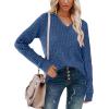 imageSampeel V Neck Long Sleeve Shirts for Women Casual Fall Tops Lightweight Tunic Sweaters Fashion Clothes Loose Fit 2025Pretty Blue