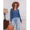imageSampeel V Neck Long Sleeve Shirts for Women Casual Fall Tops Lightweight Tunic Sweaters Fashion Clothes Loose Fit 2025Pretty Blue