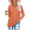 imageSampeel V Neck Long Sleeve Shirts for Women Casual Fall Tops Lightweight Tunic Sweaters Fashion Clothes Loose Fit 2025Pumpkin
