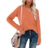 imageSampeel V Neck Long Sleeve Shirts for Women Casual Fall Tops Lightweight Tunic Sweaters Fashion Clothes Loose Fit 2025Pumpkin