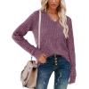imageSampeel V Neck Long Sleeve Shirts for Women Casual Fall Tops Lightweight Tunic Sweaters Fashion Clothes Loose Fit 2025Purple Red