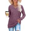 imageSampeel V Neck Long Sleeve Shirts for Women Casual Fall Tops Lightweight Tunic Sweaters Fashion Clothes Loose Fit 2025Purple Red