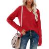 imageSampeel V Neck Long Sleeve Shirts for Women Casual Fall Tops Lightweight Tunic Sweaters Fashion Clothes Loose Fit 2025Red