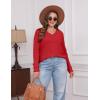 imageSampeel V Neck Long Sleeve Shirts for Women Casual Fall Tops Lightweight Tunic Sweaters Fashion Clothes Loose Fit 2025Red