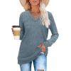 imageSampeel V Neck Long Sleeve Shirts for Women Casual Fall Tops Lightweight Tunic Sweaters Fashion Clothes Loose Fit 2025Turquoise