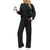 imageSampeel Women 2 Piece Lounge Sets Sweatsuit Fall Outfits Matching Wide Leg pants Set Tracksuit Trendy ClothesBlack