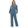 imageSampeel Women 2 Piece Lounge Sets Sweatsuit Fall Outfits Matching Wide Leg pants Set Tracksuit Trendy ClothesBlue