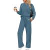 imageSampeel Women 2 Piece Lounge Sets Sweatsuit Fall Outfits Matching Wide Leg pants Set Tracksuit Trendy ClothesBlue