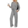 imageSampeel Women 2 Piece Lounge Sets Sweatsuit Fall Outfits Matching Wide Leg pants Set Tracksuit Trendy ClothesGrey