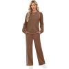 imageSampeel Women 2 Piece Lounge Sets Sweatsuit Fall Outfits Matching Wide Leg pants Set Tracksuit Trendy ClothesKhaki