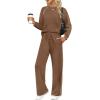 imageSampeel Women 2 Piece Lounge Sets Sweatsuit Fall Outfits Matching Wide Leg pants Set Tracksuit Trendy ClothesKhaki