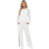 imageSampeel Women 2 Piece Lounge Sets Sweatsuit Fall Outfits Matching Wide Leg pants Set Tracksuit Trendy ClothesWhite