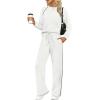 imageSampeel Women 2 Piece Lounge Sets Sweatsuit Fall Outfits Matching Wide Leg pants Set Tracksuit Trendy ClothesWhite