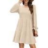 imageSampeel Womens Square Neck Long Sleeve Fall Dresses Casual Babydoll Sweater DressApricot