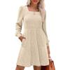 imageSampeel Womens Square Neck Long Sleeve Fall Dresses Casual Babydoll Sweater DressApricot
