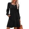 imageSampeel Womens Square Neck Long Sleeve Fall Dresses Casual Babydoll Sweater DressBlack