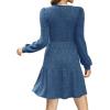 imageSampeel Womens Square Neck Long Sleeve Fall Dresses Casual Babydoll Sweater DressBlue