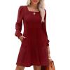 imageSampeel Womens Square Neck Long Sleeve Fall Dresses Casual Babydoll Sweater DressBurgundy