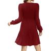 imageSampeel Womens Square Neck Long Sleeve Fall Dresses Casual Babydoll Sweater DressBurgundy