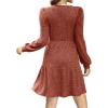 imageSampeel Womens Square Neck Long Sleeve Fall Dresses Casual Babydoll Sweater DressCaramel