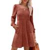 imageSampeel Womens Square Neck Long Sleeve Fall Dresses Casual Babydoll Sweater DressCaramel
