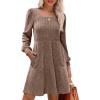 imageSampeel Womens Square Neck Long Sleeve Fall Dresses Casual Babydoll Sweater DressCoffee