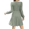imageSampeel Womens Square Neck Long Sleeve Fall Dresses Casual Babydoll Sweater DressCream Green