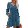 imageSampeel Womens Square Neck Long Sleeve Fall Dresses Casual Babydoll Sweater DressDark Blue