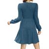 imageSampeel Womens Square Neck Long Sleeve Fall Dresses Casual Babydoll Sweater DressDark Blue
