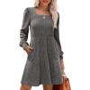 imageSampeel Womens Square Neck Long Sleeve Fall Dresses Casual Babydoll Sweater DressDark Grey