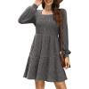 imageSampeel Womens Square Neck Long Sleeve Fall Dresses Casual Babydoll Sweater DressDark Grey