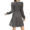 imageSampeel Womens Square Neck Long Sleeve Fall Dresses Casual Babydoll Sweater DressDark Grey