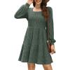 imageSampeel Womens Square Neck Long Sleeve Fall Dresses Casual Babydoll Sweater DressGreen