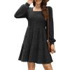 imageSampeel Womens Square Neck Long Sleeve Fall Dresses Casual Babydoll Sweater DressGrey