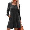 imageSampeel Womens Square Neck Long Sleeve Fall Dresses Casual Babydoll Sweater DressGrey