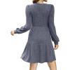 imageSampeel Womens Square Neck Long Sleeve Fall Dresses Casual Babydoll Sweater DressGrey Blue