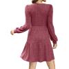 imageSampeel Womens Square Neck Long Sleeve Fall Dresses Casual Babydoll Sweater DressHot Pink