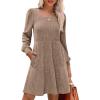imageSampeel Womens Square Neck Long Sleeve Fall Dresses Casual Babydoll Sweater DressKhaki