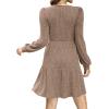 imageSampeel Womens Square Neck Long Sleeve Fall Dresses Casual Babydoll Sweater DressKhaki