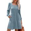 imageSampeel Womens Square Neck Long Sleeve Fall Dresses Casual Babydoll Sweater DressLight Blue