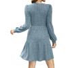 imageSampeel Womens Square Neck Long Sleeve Fall Dresses Casual Babydoll Sweater DressLight Blue