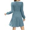 imageSampeel Womens Square Neck Long Sleeve Fall Dresses Casual Babydoll Sweater DressMarine Blue