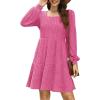 imageSampeel Womens Square Neck Long Sleeve Fall Dresses Casual Babydoll Sweater DressPink