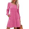imageSampeel Womens Square Neck Long Sleeve Fall Dresses Casual Babydoll Sweater DressPink