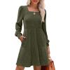 imageSampeel Womens Square Neck Long Sleeve Fall Dresses Casual Babydoll Sweater DressPretty Arm Green