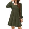 imageSampeel Womens Square Neck Long Sleeve Fall Dresses Casual Babydoll Sweater DressPretty Arm Green